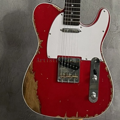 Relic Electric GuitarDistressed Red Vintage T-Style Rosewood Fretboard