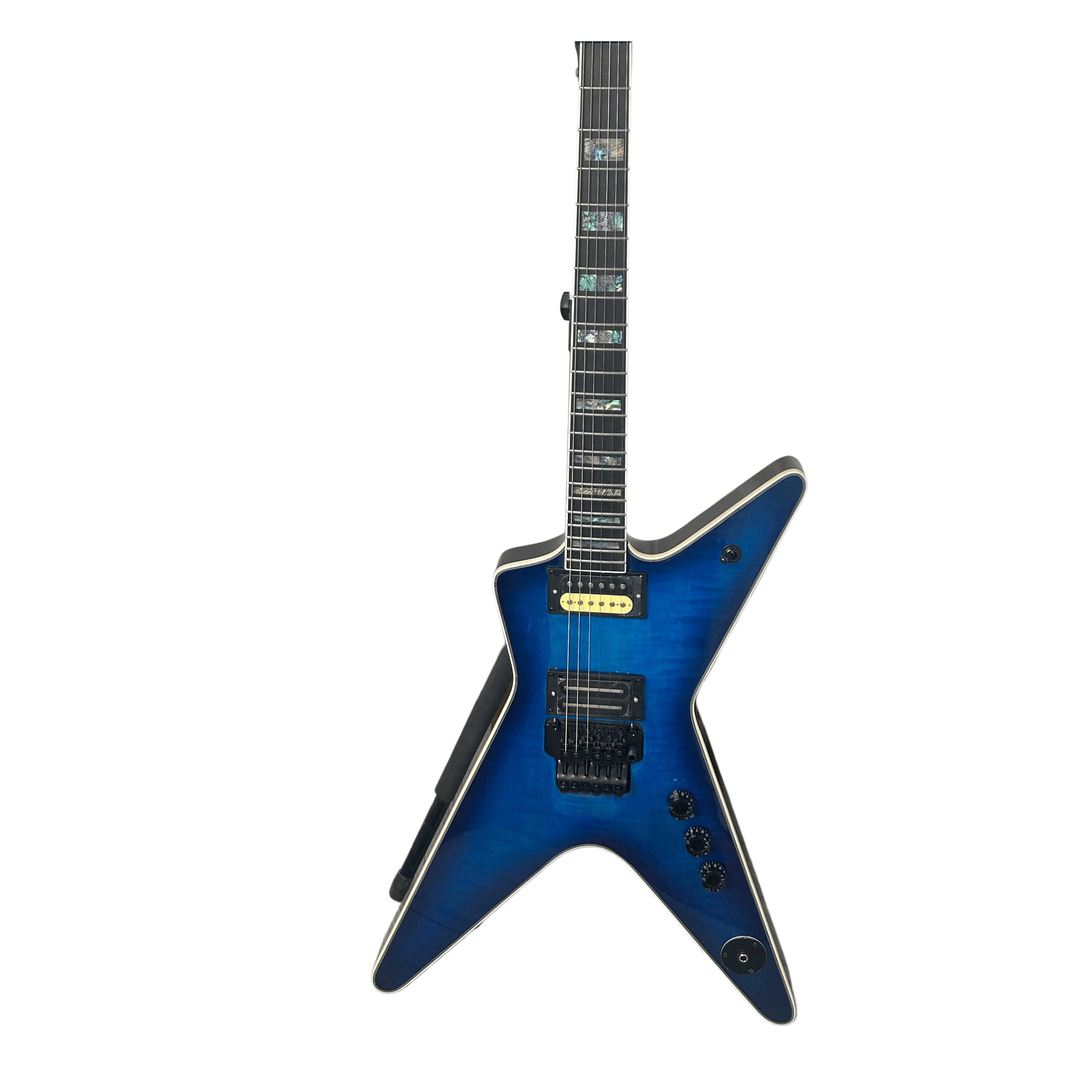 OEM Dimebag Darrell Electric Guitar Flame Maple Veneer New Blue Abalone Inlay