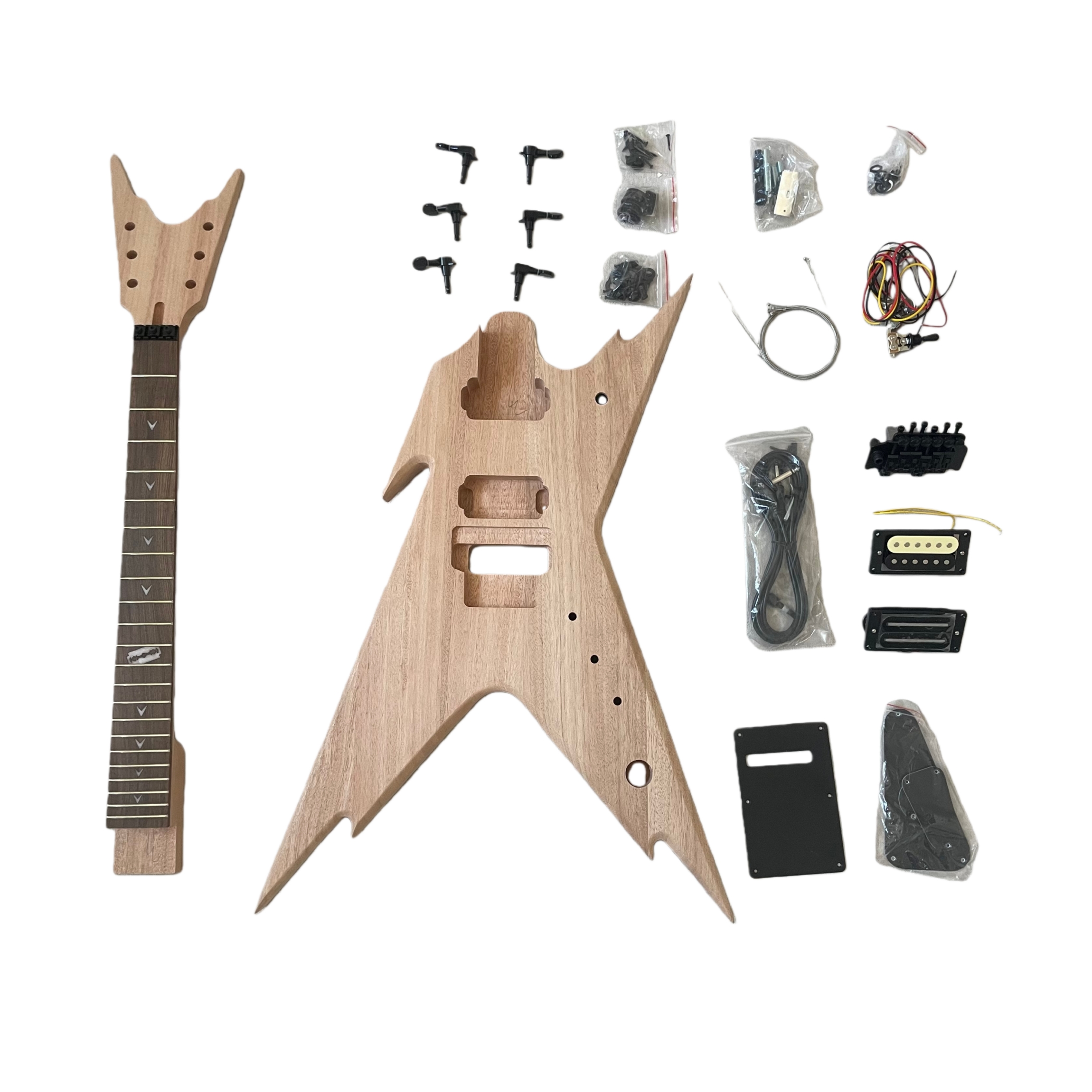Diy Electric Guitar Kit Razorback Style Mahogany Body Rosewood Fretboard