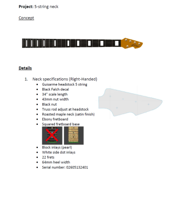 Custom Standard Guitars 5-string neck