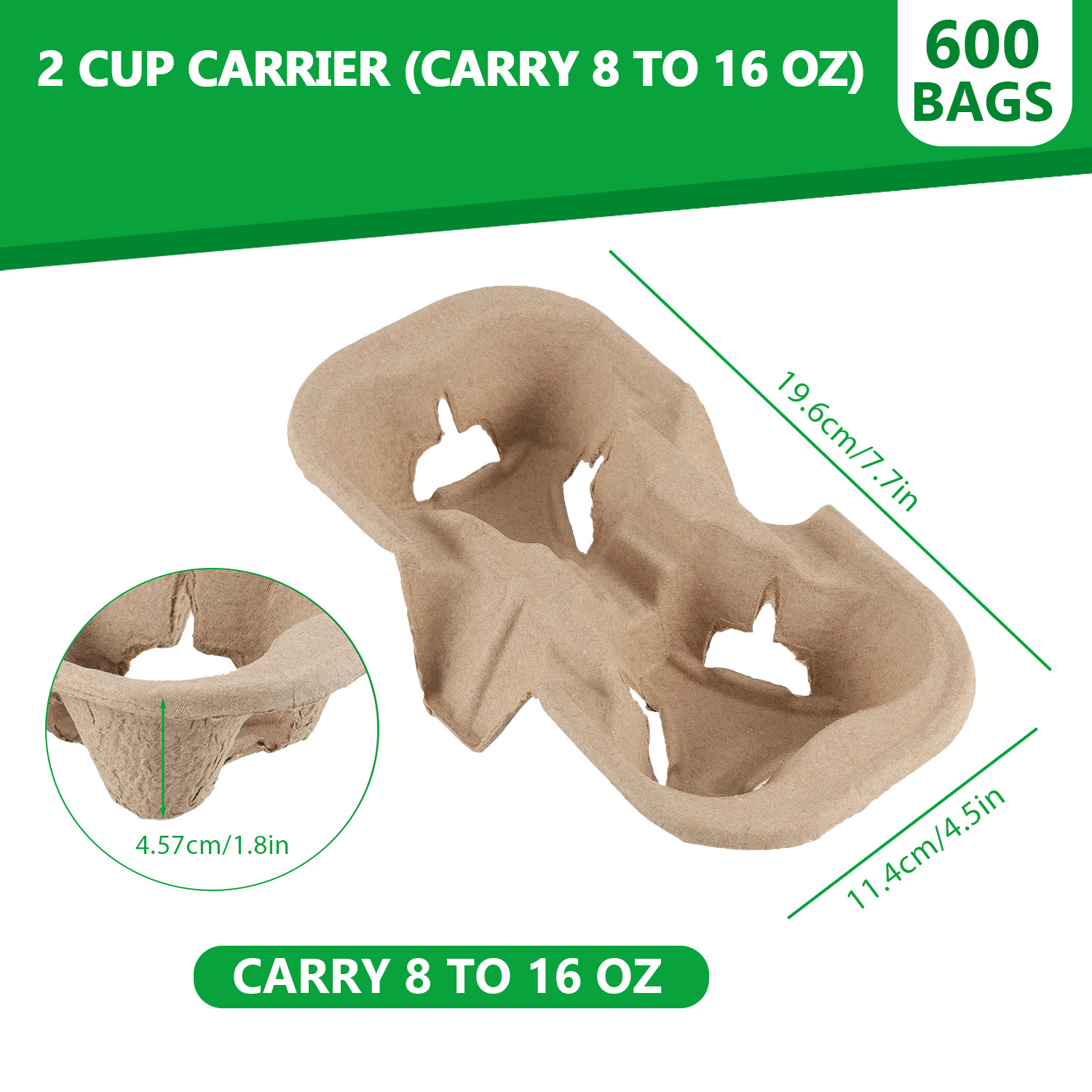 Disposable coffee cup holder, suitable for 8 to 32 oz hot or cold beverage cups, takeout cup container, perfect for takeaway coffee.