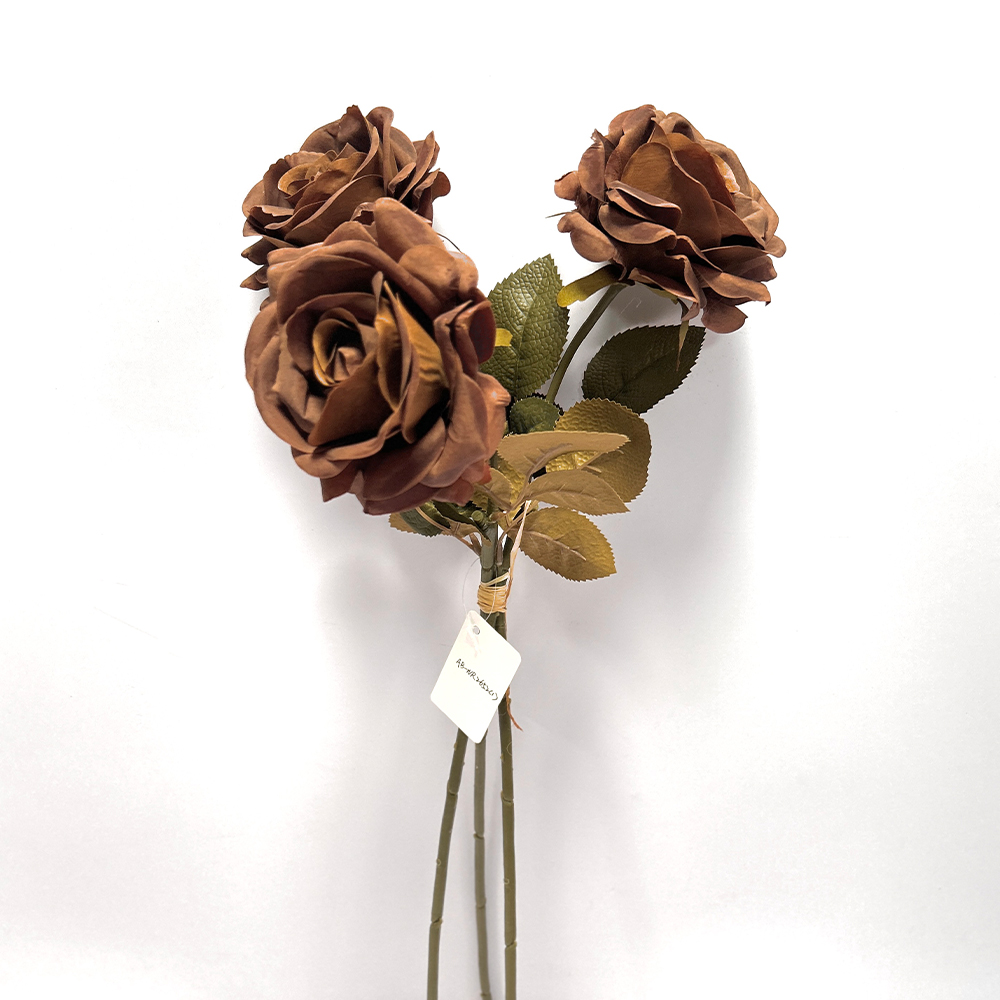 128226113-19.69in Light Brown Rose Bundle - Real Touch