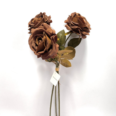 128226113-19.69in Light Brown Rose Bundle - Real Touch