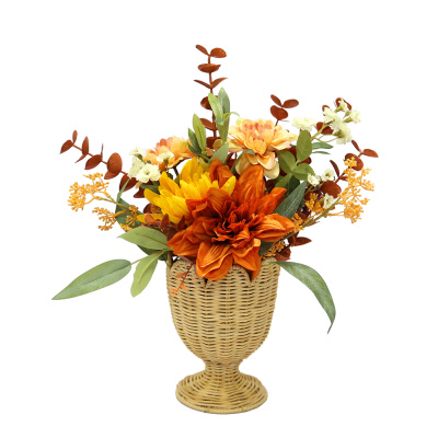 128226133-15in Dahlia Arrangements in Woven Basket