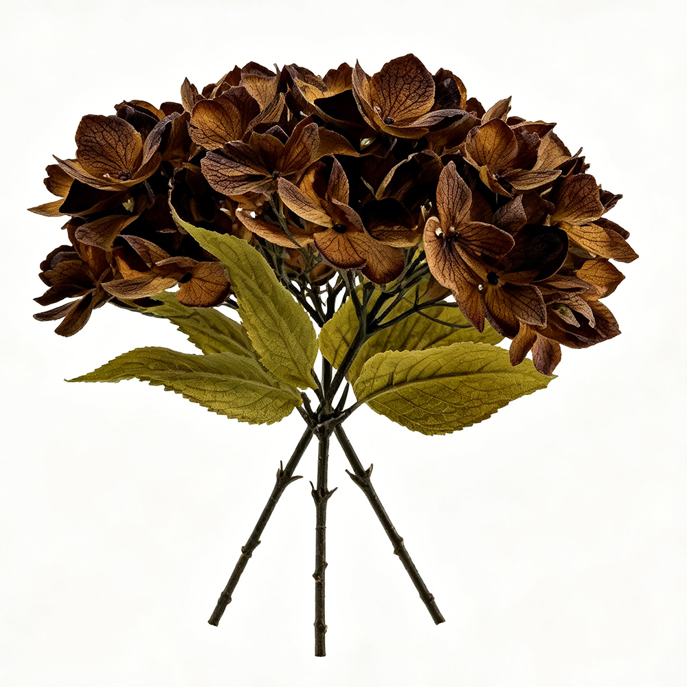 128226141-19.69in Brown Mix Hydrangea Bundle - Real Touch