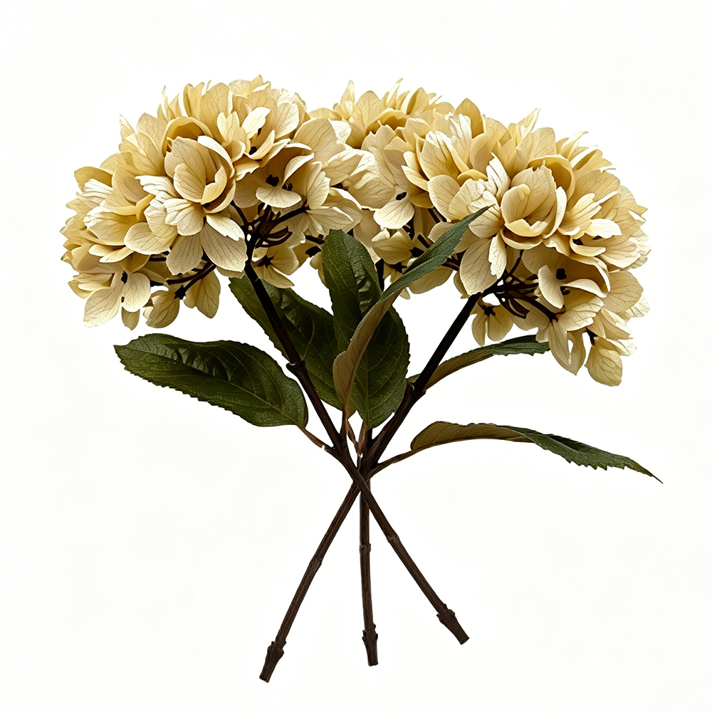 128226143-19.69in Cream Hydrangea Bundle - Dry Touch