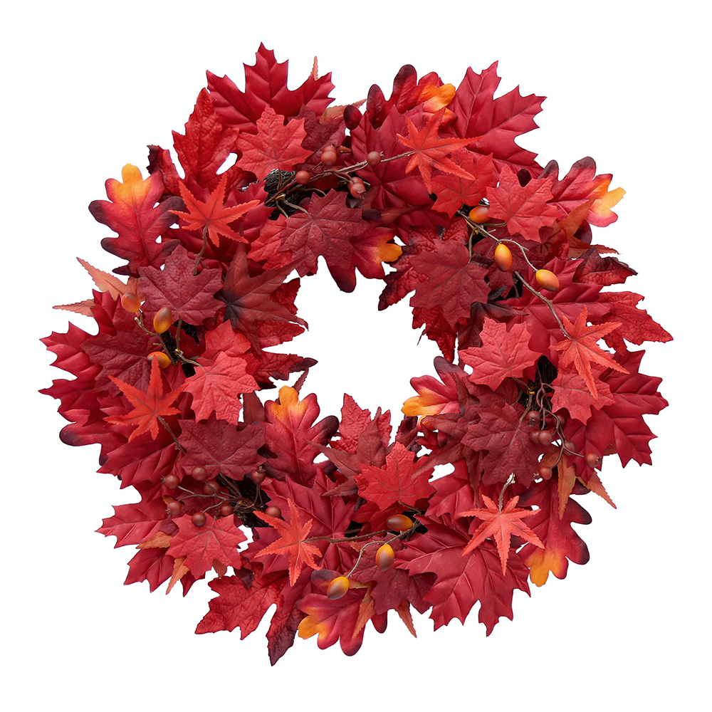 128226080-24in Red Maple Leaf Wreath