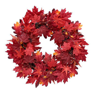 128226080-24in Red Maple Leaf Wreath